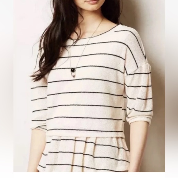 Anthropologie Sweaters - Anthropologie l Postmark Latitude Striped Knit Keyhole Peplum Top Size Medium.